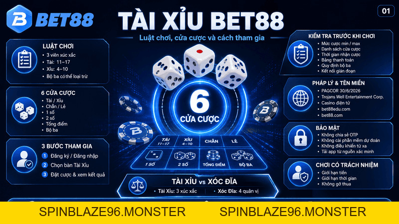 Tài Xỉu BET88 - Bí Quyết Để Đặt Tiền Luôn Thắng 2026 - spinblaze96.monster
