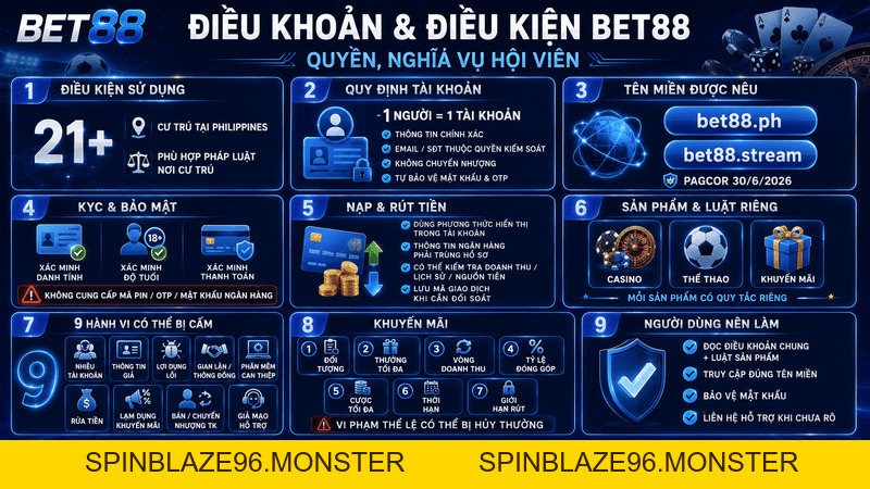 Điều Khoản Và Điều Kiện -  Chính Sách Quyền Lợi Năm 2026 - spinblaze96.monster